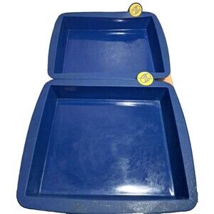 2 Smartware 9" x 11" Rectangular Silicone Pan Blue